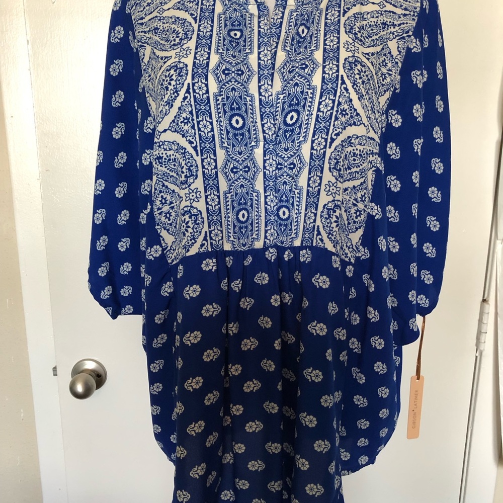 GIBSON LATIMER Cobalt Blue/White Tunic